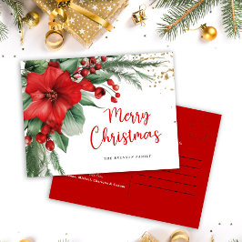 Cartão Postal De Festividades Red Botanic Felry Christmas
