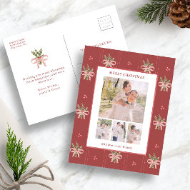 Cartão Postal De Festividades Red Botanical Christmas Photo Postcard