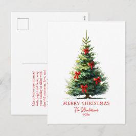 Cartão Postal De Festividades Red Bows Ribbons Merry Tree 