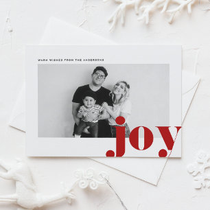 Cartão Postal De Festividades Red Joy Bold Typografia Foto Moderna Natal