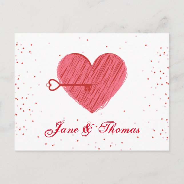 Cartão Postal De Festividades Red Love Heart Romance Modern Happy Valentines Day (Frente)