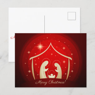 Cartão Postal De Festividades Red Natividade Feliz Natal