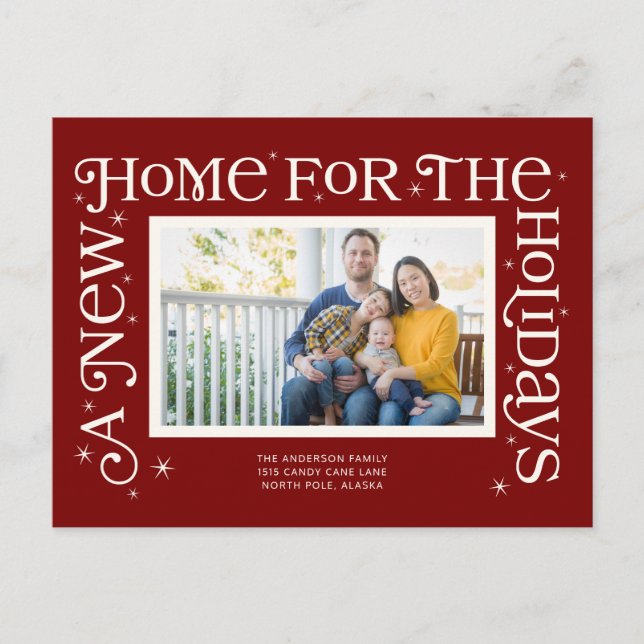 Cartão Postal De Festividades Red New Home for the Holidays Photo  (Frente)