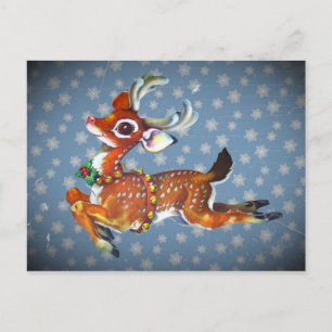 Cartão Postal De Festividades Red Nose Reindeer Vintage Art