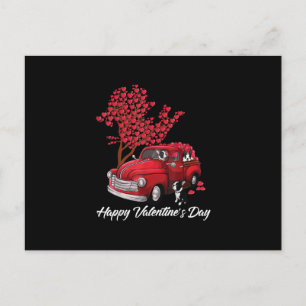 Cartão Postal De Festividades Red Truck Happy Valentines Day Boston Terrier Dog