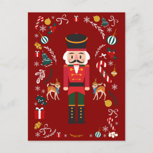 Cartão Postal De Festividades Red Vintage Nutcracker Natal