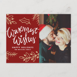 Cartão Postal De Festividades Red Warm Deseja Foto de Feriado para Caligrafia