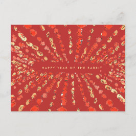 Cartão Postal De Festividades Red Watercolor Lanterna Chinesa Lunar Ano Novo