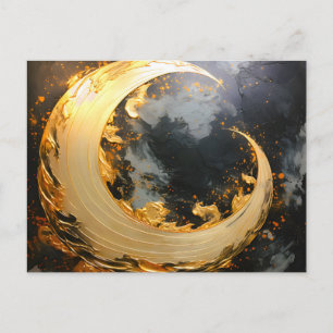 Cartão Postal De Festividades Redemoinho Abstrato Moderno de Ouro Preto Lua