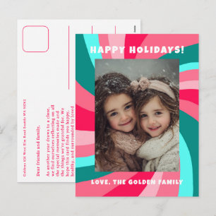 Cartão Postal De Festividades Redemoinho Moderno FÉRIAS FELIZES FOTO PERSONALIZA