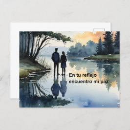 Cartão Postal De Festividades Reflejos en el Agua: Ilustración Minimalista en Ac