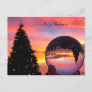 Cartão Postal De Festividades Reflexão sobre a árvore de Natal 