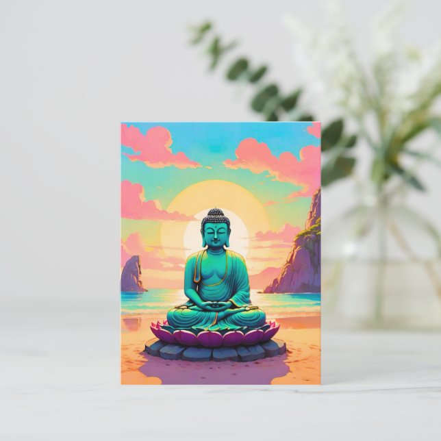 Cartão Postal De Festividades Reflexão Sunset de Buda (Em pé/Frente)