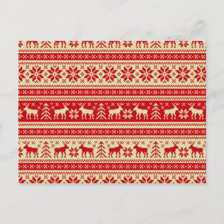 Cartão Postal De Festividades Reindeer Christmas Knmit Pattern
