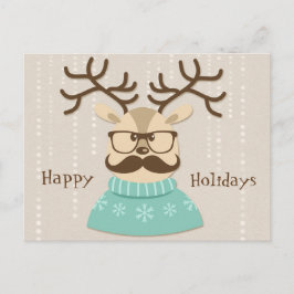 Cartão Postal De Festividades Reindeer de Feriado de hipster