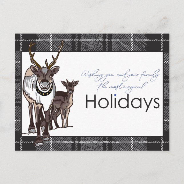 Cartão Postal De Festividades Reindeer Deer Christmas Holiday Magical  (Frente)
