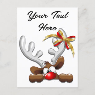 Cartão Postal De Festividades Reindeer Enzergou Caráter de Natal Engraçado