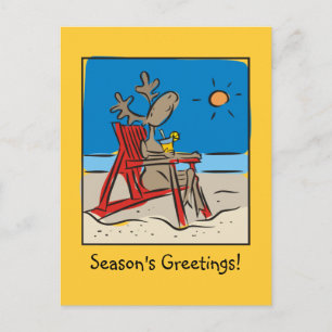 Cartão Postal De Festividades Reindeer na praia