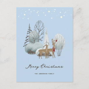 Cartão Postal De Festividades Reindeer Winter Sceney Engraçado Feliz Cartão de N