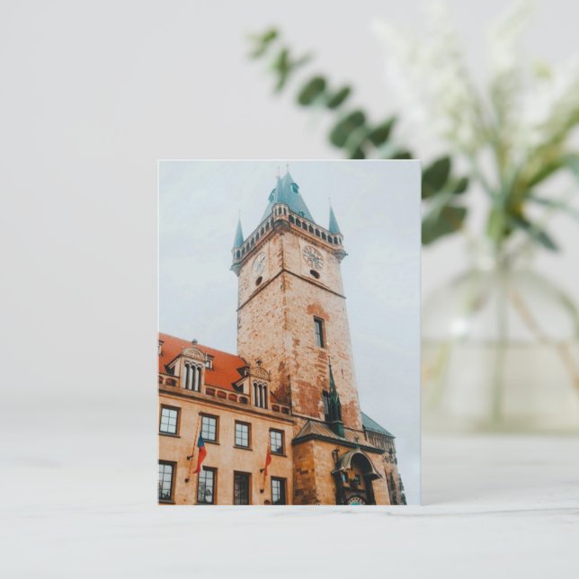 Cartão Postal De Festividades Relógio Astronômico de Praga, Antiga Praça da Cida (Em pé/Frente)