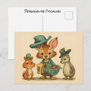 Cartão Postal De Festividades Remetentes de animais de desenho animado engraçado
