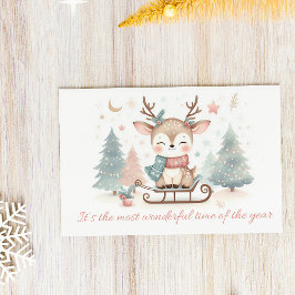 Cartão Postal De Festividades Rena Bonita “Época Mais Maravilhosa do Ano”