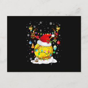 Cartão Postal De Festividades Rena & Chapéu do Papai Noel Softball Mãe de Softba