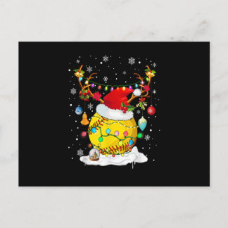 Cartão Postal De Festividades Rena & Chapéu do Papai Noel Softball Mãe de Softba