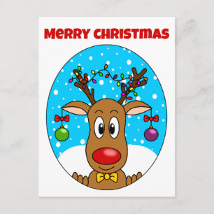Cartão Postal De Festividades Rena de Natal