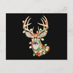 Cartão Postal De Festividades Rena de Natal Camuflado Cervo Feriado Caça Natal