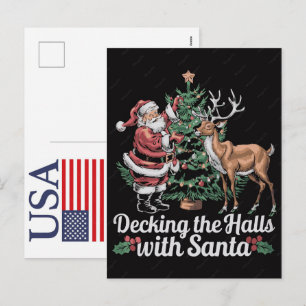 Cartão Postal De Festividades Rena de Natal engraçada EUA 250 anos Patriótica