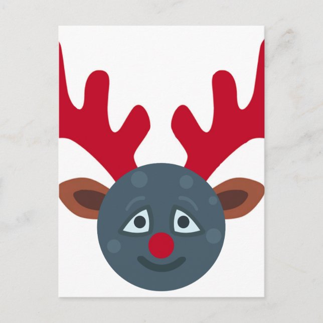 Cartão Postal De Festividades rena lua emoji de natal (Frente)