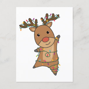 Cartão Postal De Festividades Rena Natalícia Animais de Inverno Veado