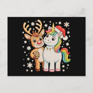 Cartão Postal De Festividades Rena Unicórnio Natal Festa de Natal Temporada de F