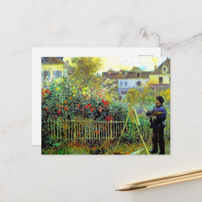 Cartão Postal De Festividades Renoir - Pintura Monet em Seu Jardim (Frente/Verso In Situ)