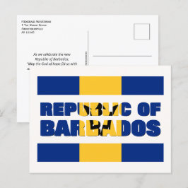 Cartão Postal De Festividades REPÚBLICA Personalizada DE BARBADOS