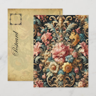 Cartão Postal De Festividades Requiem para Arcana - Design Floral Gótico