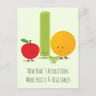 Cartão Postal De Festividades Resolução de Ano Novo Alimentação Saudável Fruta A