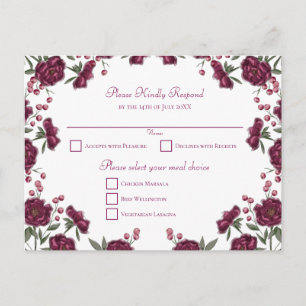 Cartão Postal De Festividades Resposta de Casamento Rosa Marrom
