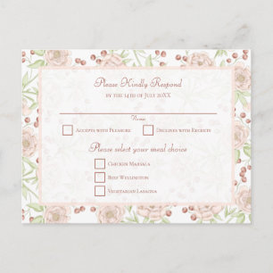 Cartão Postal De Festividades Resposta de Casamento Rosa Pink Vintage