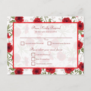Cartão Postal De Festividades Resposta de RSVP de Casamento Romântico com Rosa V