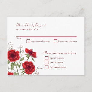 Cartão Postal De Festividades Resposta de RSVP de Casamento Romântico com Rosa V