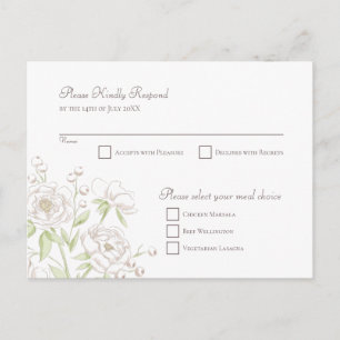 Cartão Postal De Festividades Resposta de RSVP para Casamento Clássico Rosa Bran