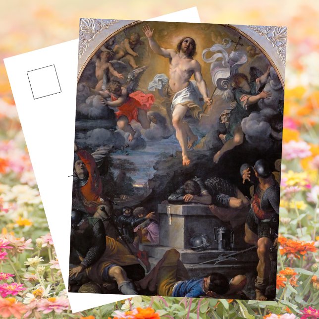 Cartão Postal De Festividades Ressurreição Barroca Católica Páscoa de Jesus Cris (Religious Christian Catholic Baroque Resurrection Jesus Christ Pascha Easter Holiday Postcard)