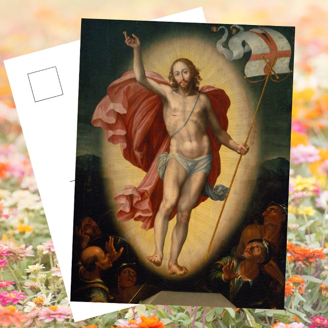 Cartão Postal De Festividades Ressurreição Católica Cristã da Páscoa de Jesus (Religious Christian Catholic Resurrection of Jesus Christ Happy Easter Alleluia Postcard)