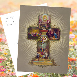 Cartão Postal De Festividades Ressurreição da Cruz Cristã Páscoa de Jesus Cristo