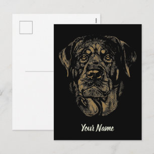 Cartão Postal De Festividades Retrato de Cachorro Rottweiler