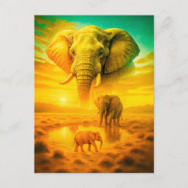 Cartão Postal De Festividades Retrato de dupla exposição do elefante africano