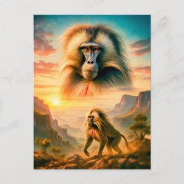 Cartão Postal De Festividades Retrato de exposição dupla de Gelada Baboon