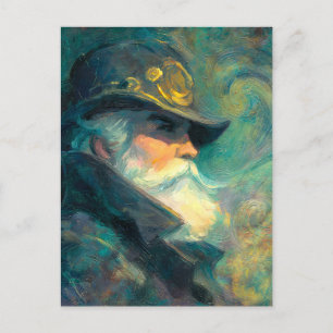 Cartão Postal De Festividades Retrato de Homem Velho de Inverno Vintage